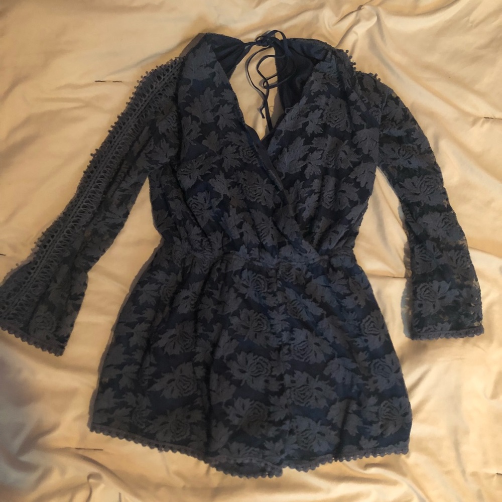 Adeline Rae Blue Floral Romper